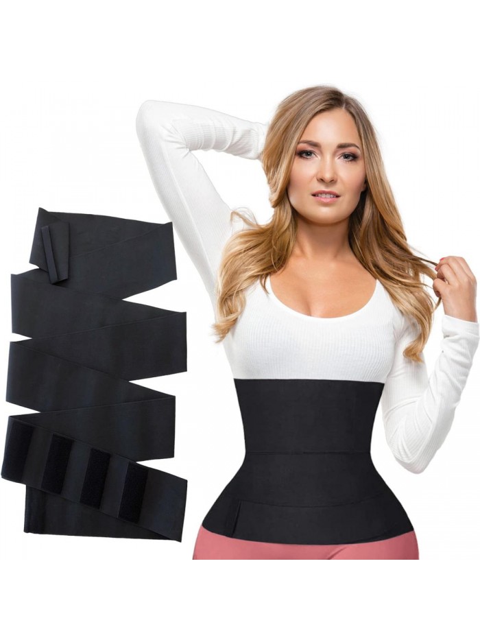 Wrap - Snatch me up bandage wrap for women - Bandage wrap waist trainer and belly wrap to lose fat while exercising - Stomach wrap and tummy wrap promotes best figure all the time Black 