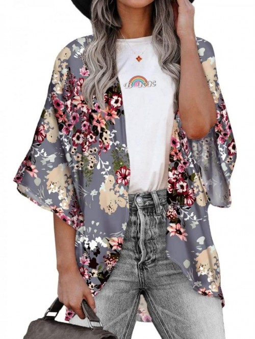 Women's Floral Kimono Cardigans Chiffon Casual Loo...
