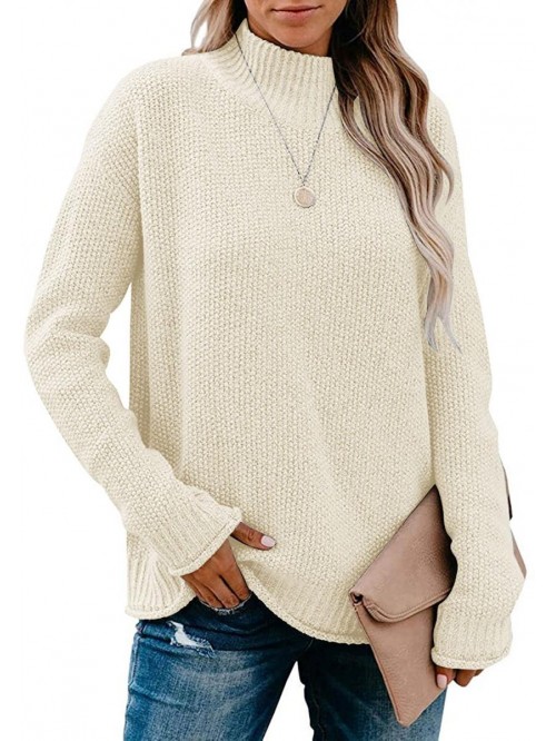 Women's Long Sleeve Turtleneck Cozy Knit Sweater C...