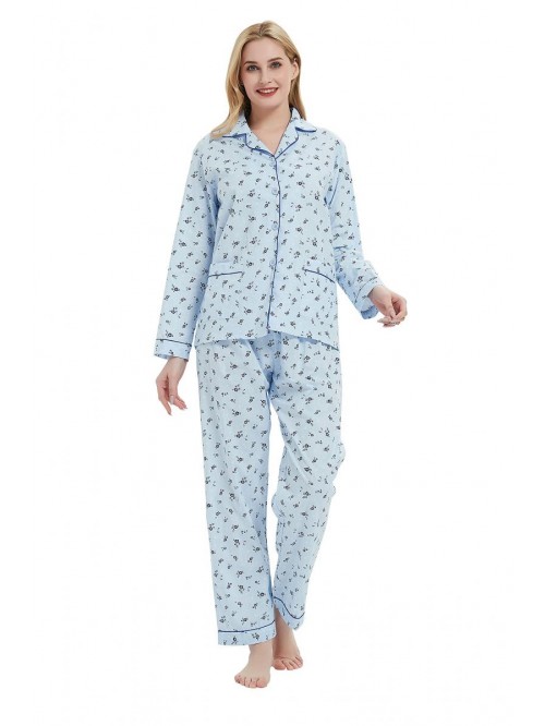 Womens Pajamas Set 100% Cotton Womens PJs Drawstri...