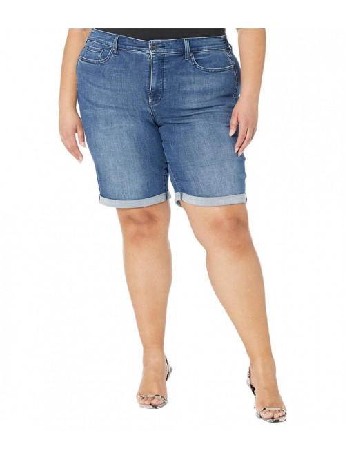 womens Plus Size Briella Shorts Roll Cuff in Bluew...