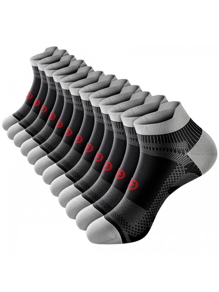 Ankle Compression Sock for Men and Women 2/4/6 Pairs, Low Cut Compression Running Sock with Ankle Support 