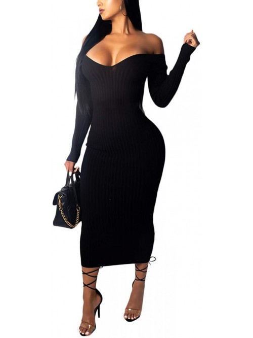 Long Sleeve Knit Slim Maxi Sweater Dress for Autum...