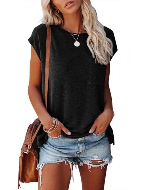 Women's Casual Cap Sleeve T Shirts Basic Summer To...