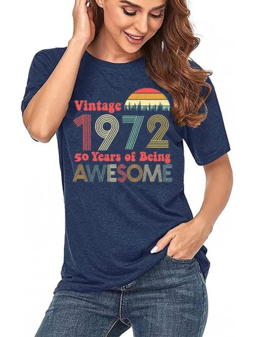 50th Birthday Gifts Women Vintage 1972 Shirts 50 Y...