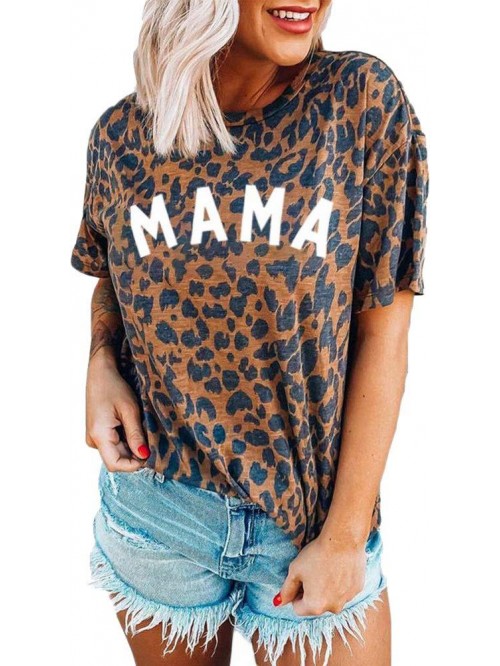Madre Leopard Print T-Shirts Short Sleeve Mama Shi...
