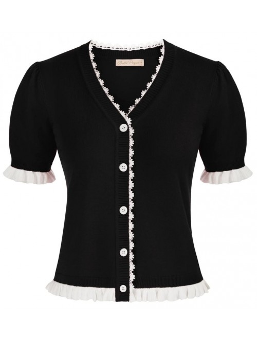 Poque Women's Short Sleeve Cardigan V Neck Button ...