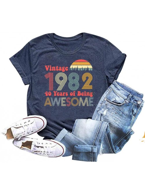 40th Birthday Gifts Women Vintage 1982 Shirts 40 Y...
