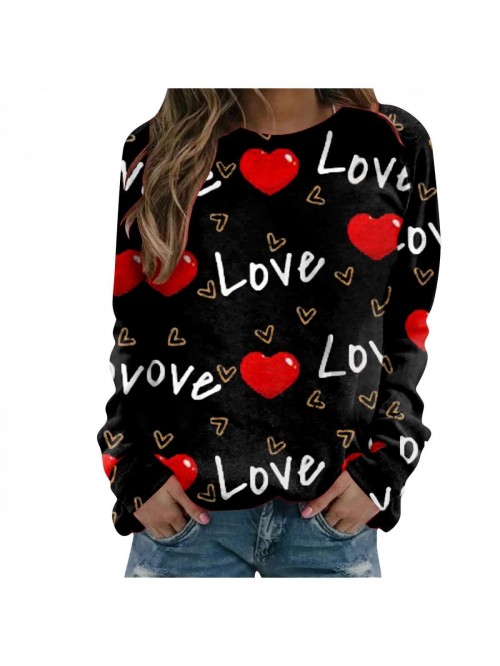 Valentine's Day Sweatshirts Long Sleeve Love Heart...