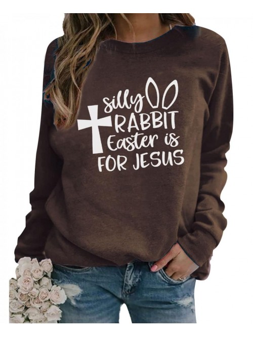 Silly Rabbit Easter is For Jesus T-shirt,Casual Cr...