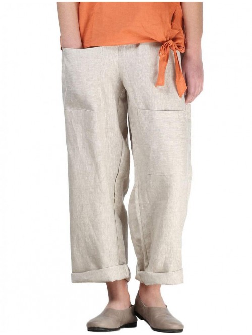 Women's Casual Cotton Linen Pant w/Unique Pockets 