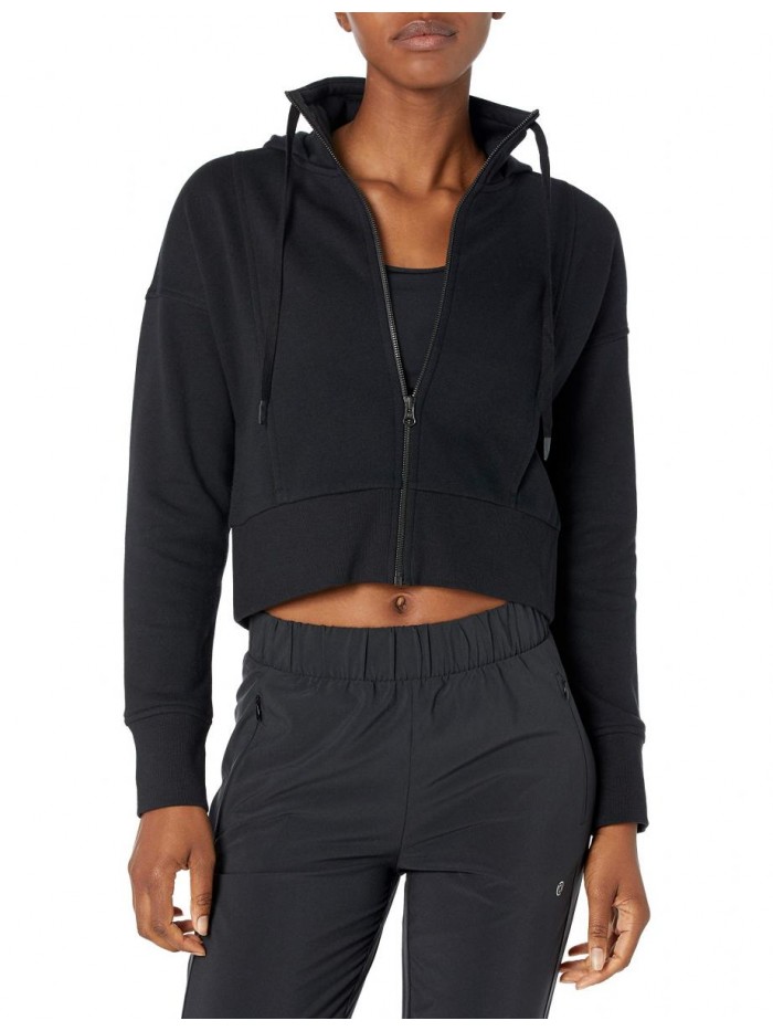 10 Women's Super Soft Fleece Cropped Length Zip-Up Hoodie Sweatshirt 