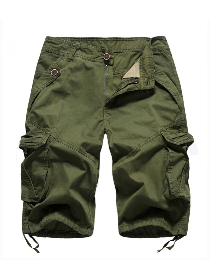 Women's Casual Fitted Multi-Pockets Camouflage Twill Bermuda Cargo Shorts 