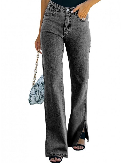 Women Mid Rise Distressed Flare Jeans Ripped Hole ...