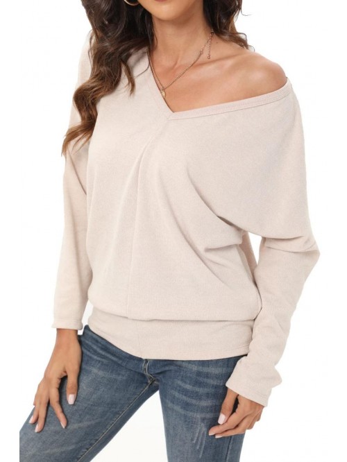 Womens Loose Knit V Neck Lightweight Sweaters Warm...