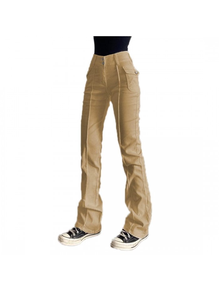 Low Rise Flare Pants for Women Bell Bottom Black Bootcut Leggings Y2k 
