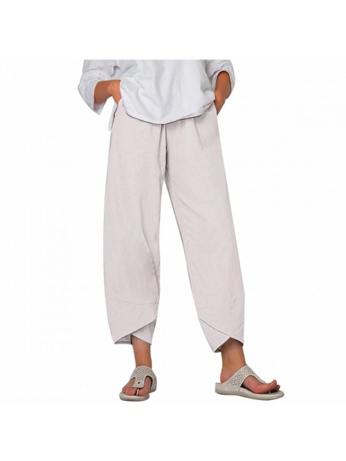 Linen Pants for Women Casual Summer Plus Size Loos...