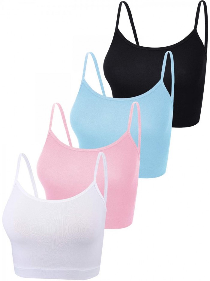 Pieces Crop Cami Top Spaghetti Strap Tank Camisole Top Basic Sport Cropped Tank Tops for Women 