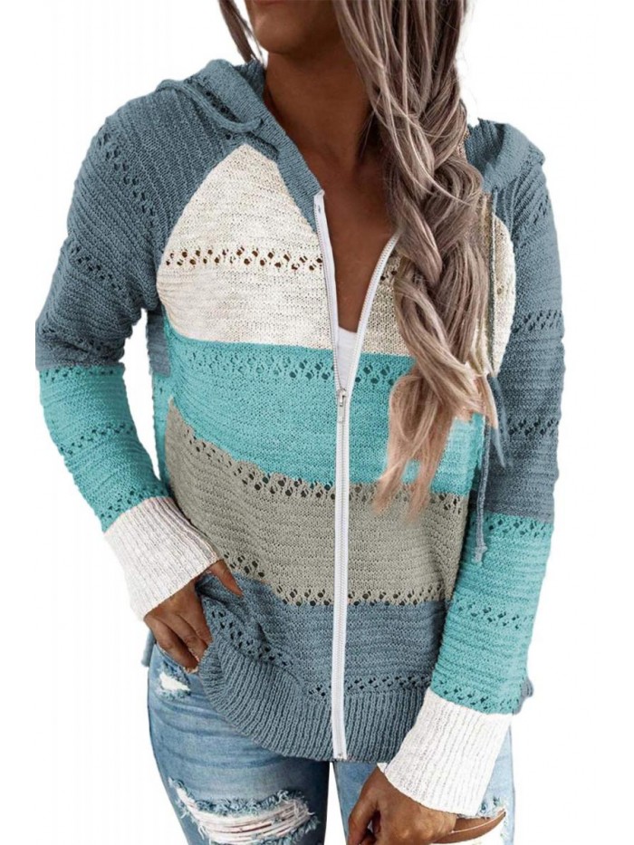 Women Casual Long Sleeve Zip Up Hooded Sweatshirt Hoodies, S-XXL 