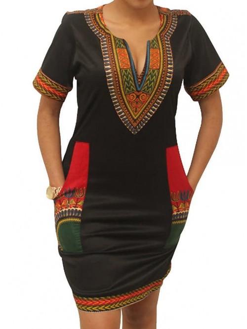Womens Bohemian African Dashiki Skirts Traditional...