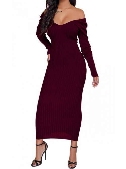 TDiooCor Women's Sexy Off Shoulder Long Sleeve Kni...
