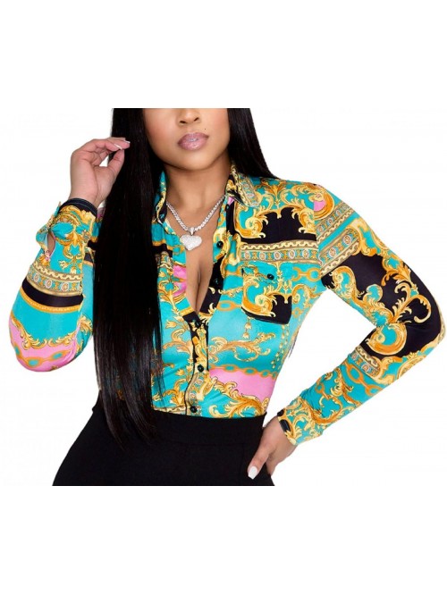 Button-Down Shirts Colorful Long Sleeve Shirt Flor...