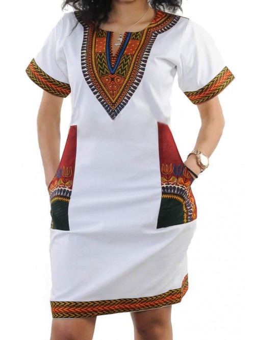 Womens Bohemian African Dashiki Skirts Traditional...
