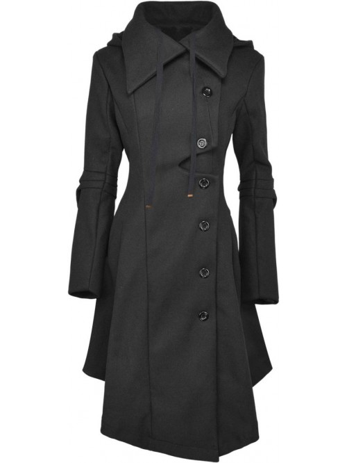 Women's Trench Coat Goth Wool Blend Pea Jacket Vic...