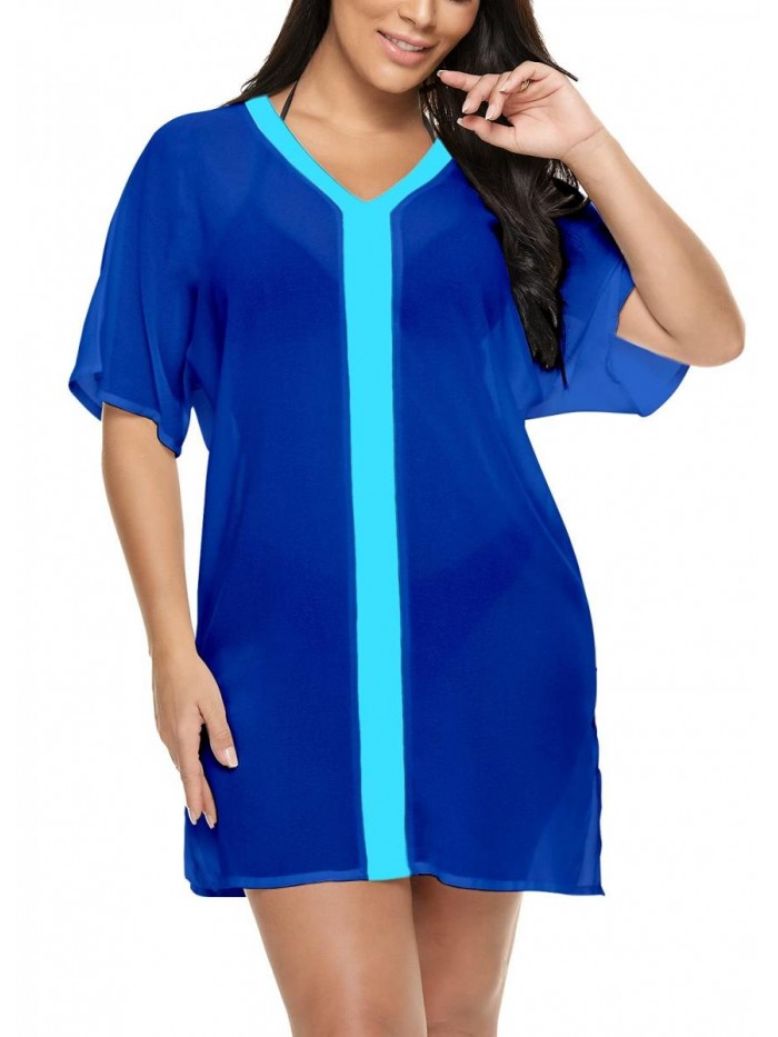 Women's Sexy Swimsuit Cover Ups Casual See Through Sheer Short Dresses for Swimwear