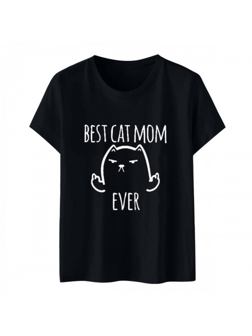 Best Cat Mom Ever Tees Cute Funny Kitten Printing ...