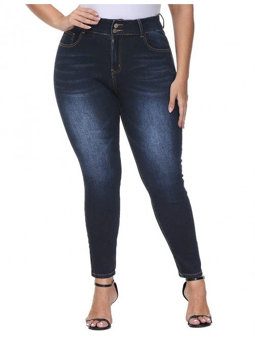 ALLEGRACE Plus Size Jeans for Women High Waisted S...