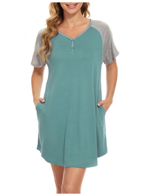 Women's Nightgown Nightshirts Short Sleeve Sleepwe...