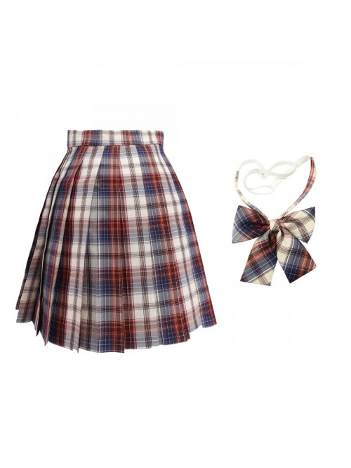 Adjustable High Waist Plaid Skirt for Women with N...