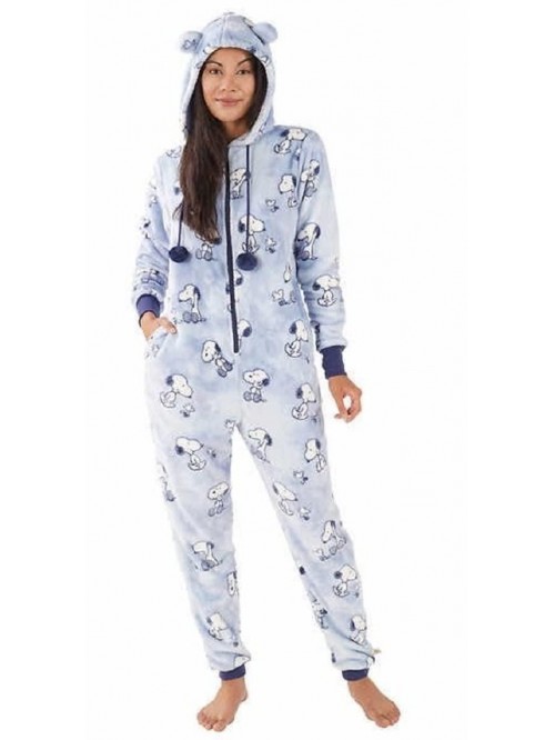 Munki Ladies' Luxe Plush One-Piece Hooded Pajama 