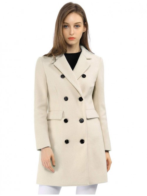 Allegra K Women's Winter Coat Elegant Notched Lape...
