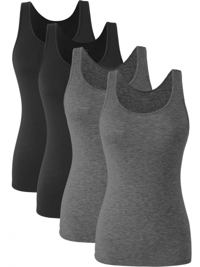 Basic Tank Tops for Women Undershirts Tanks Tops Lightweight Camis Tank Tops 4-Pack 