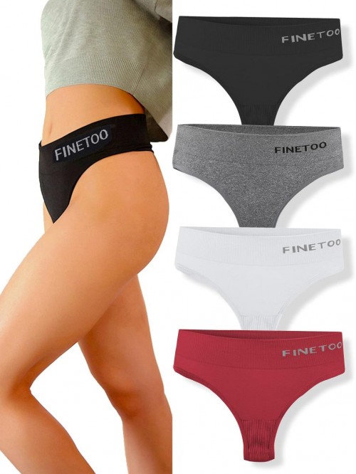 4 Pack High Waisted Thongs for Women, Breathable U...