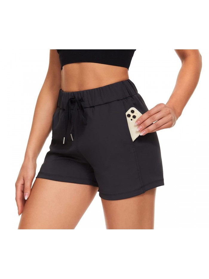 Women's Yoga Lounge Shorts Hiking Active Running Workout Shorts Comfy Travel Casual Shorts with Pockets 