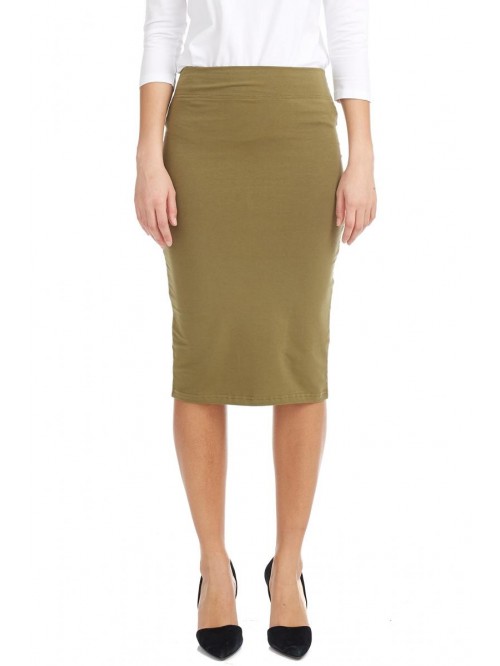 Lightweight Cotton Spandex Knee Pencil Skirt 
