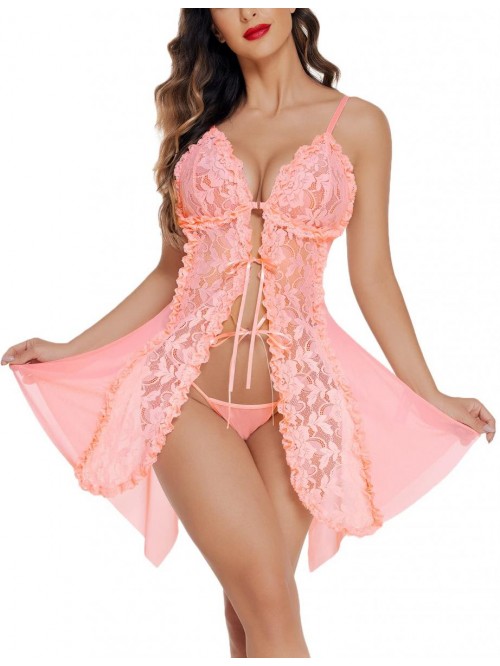 Babydoll Lingerie for Women Lace Chemise Sexy Stra...