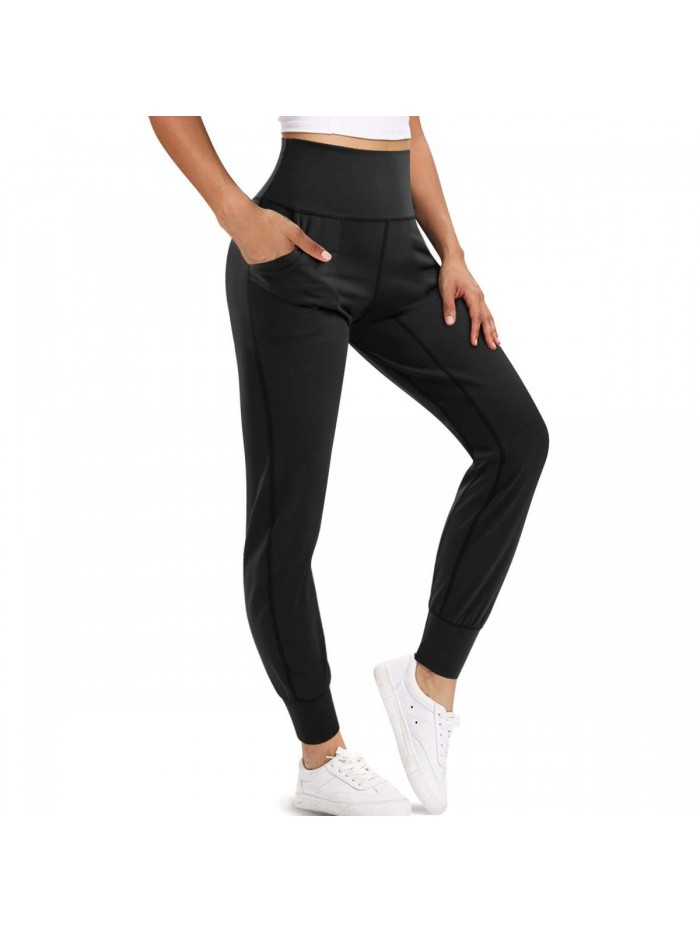 Women’s Jogger Pants High Waisted Sweatpants with Pockets Tapered Casual Lounge Pants Loose Track Cuff Leggings 