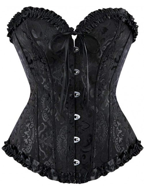 Women's Lace Up Boned Overbust Corset Bustier Ling...