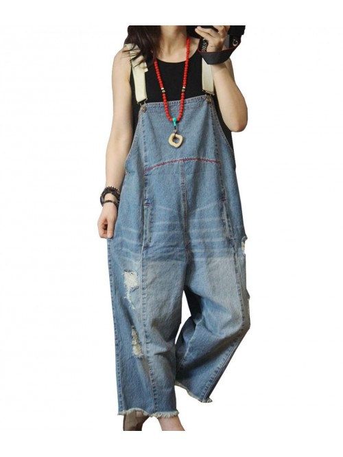 P60 Women Jeans Cropped Pants Overalls Jumpsuits H...