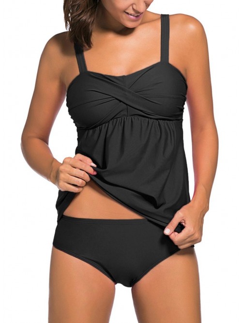 Actloe Women's Two Pieces Swimwear Ruched Tankini ...