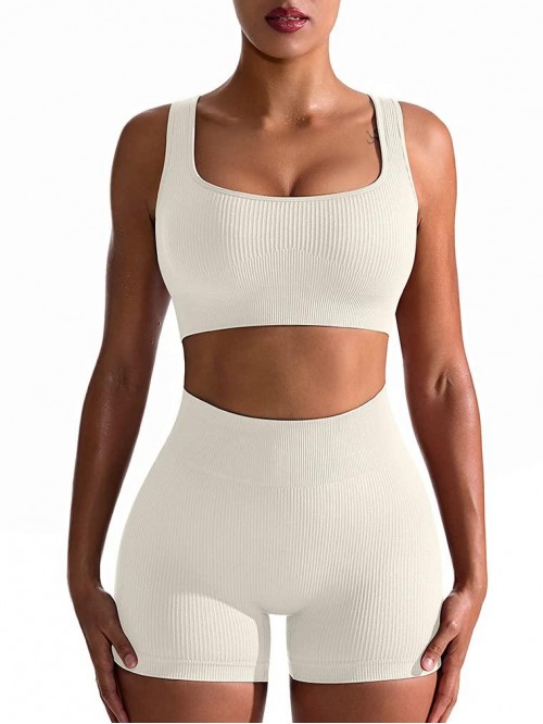OQQ Workout Outfits for Women 2 Piece Seamless Rib...