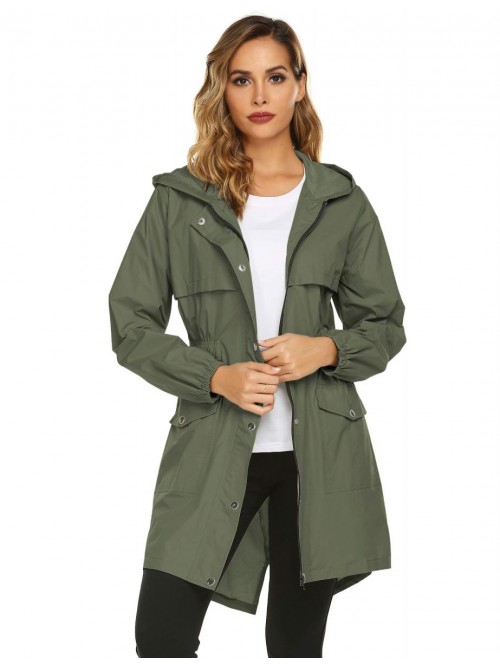Rain Coat Lightweight Hooded Long Raincoat Outdoor...