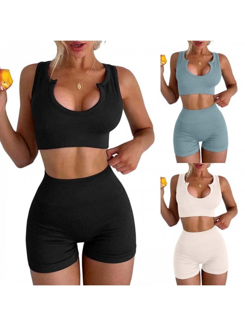 2022 Workout Sets for Women 2 Piece Outfits Solid ...