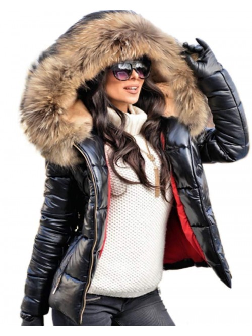 Aofur Womens Ladies Quilted Winter Coat Fur Collar...