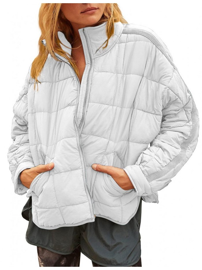 Aiopr Women's Lightweight Down Coat Long Sleeve Zip Packable Short Puffer Jackets